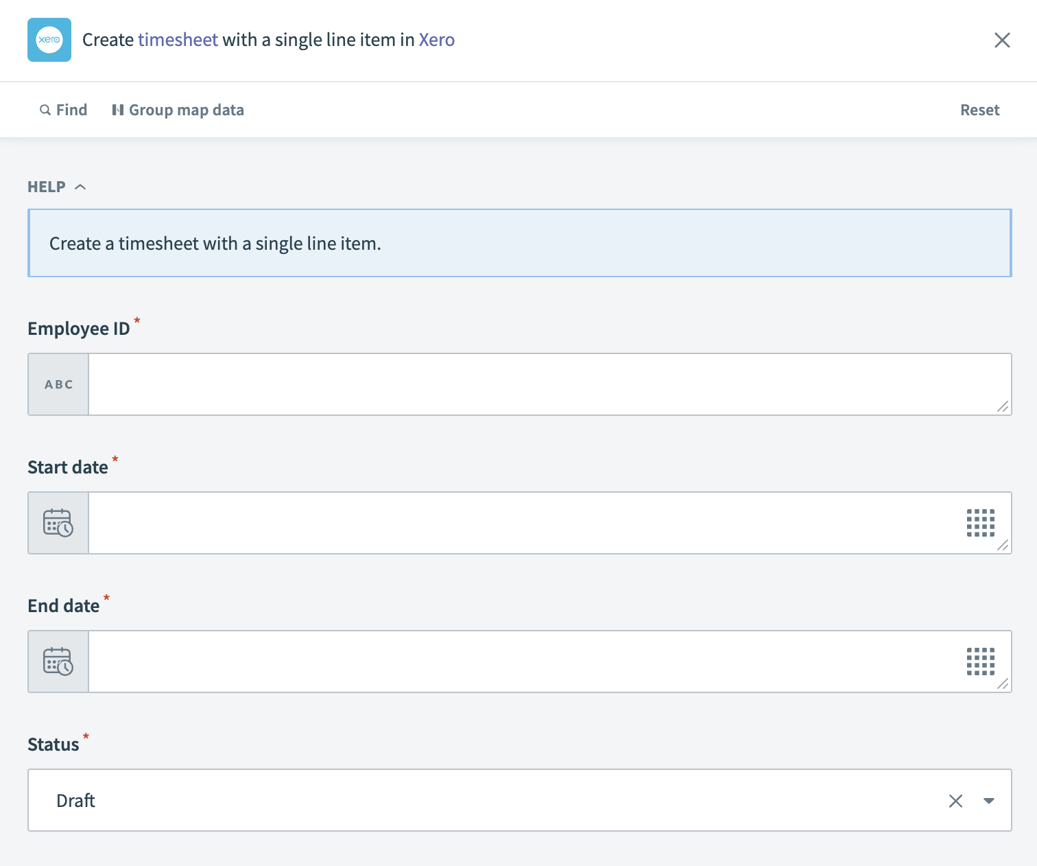 Create timesheet with one line item action