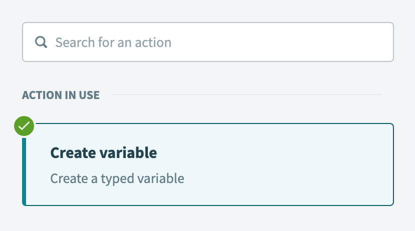 Select the Create variable action