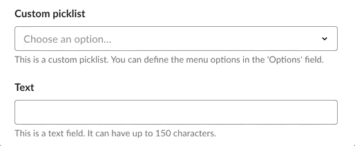 Custom menu dialog