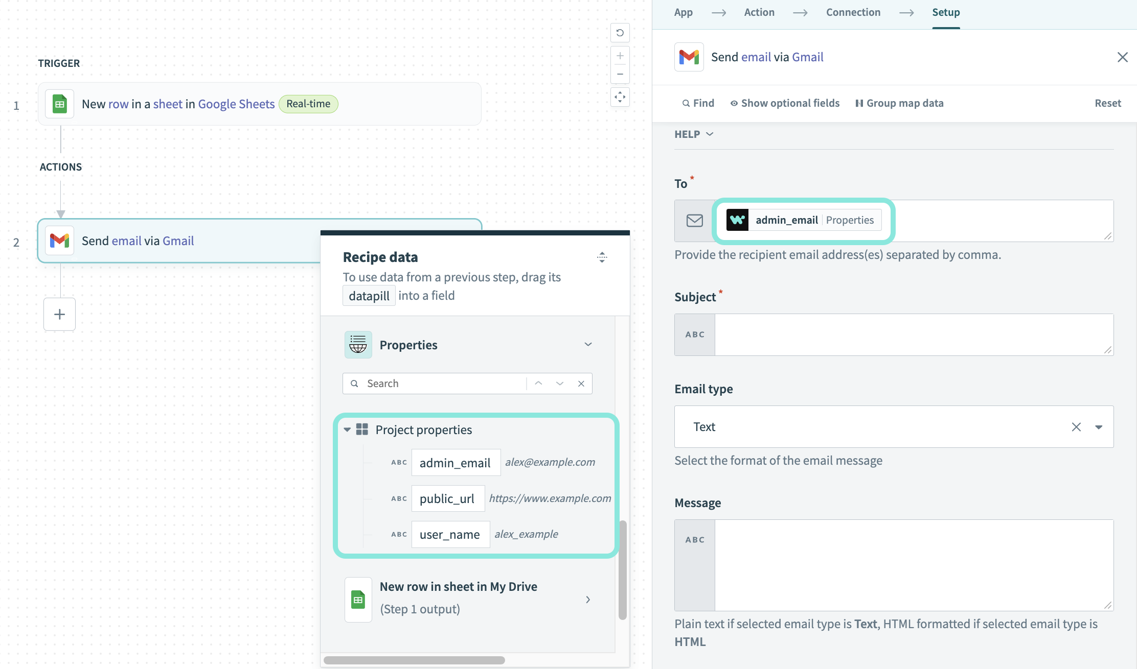 Project properties in datatree