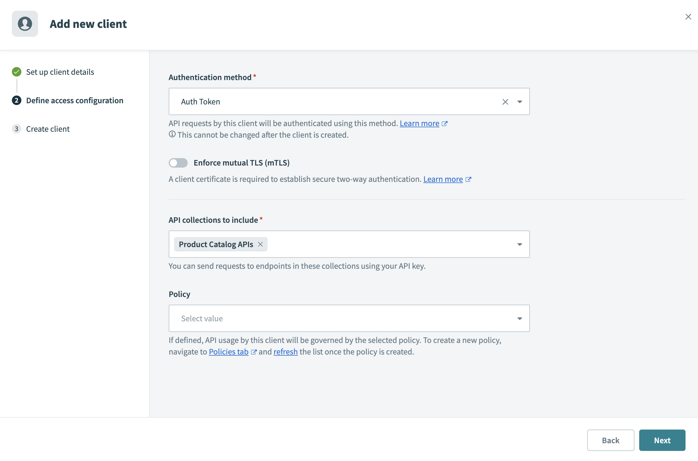 Define access configuration