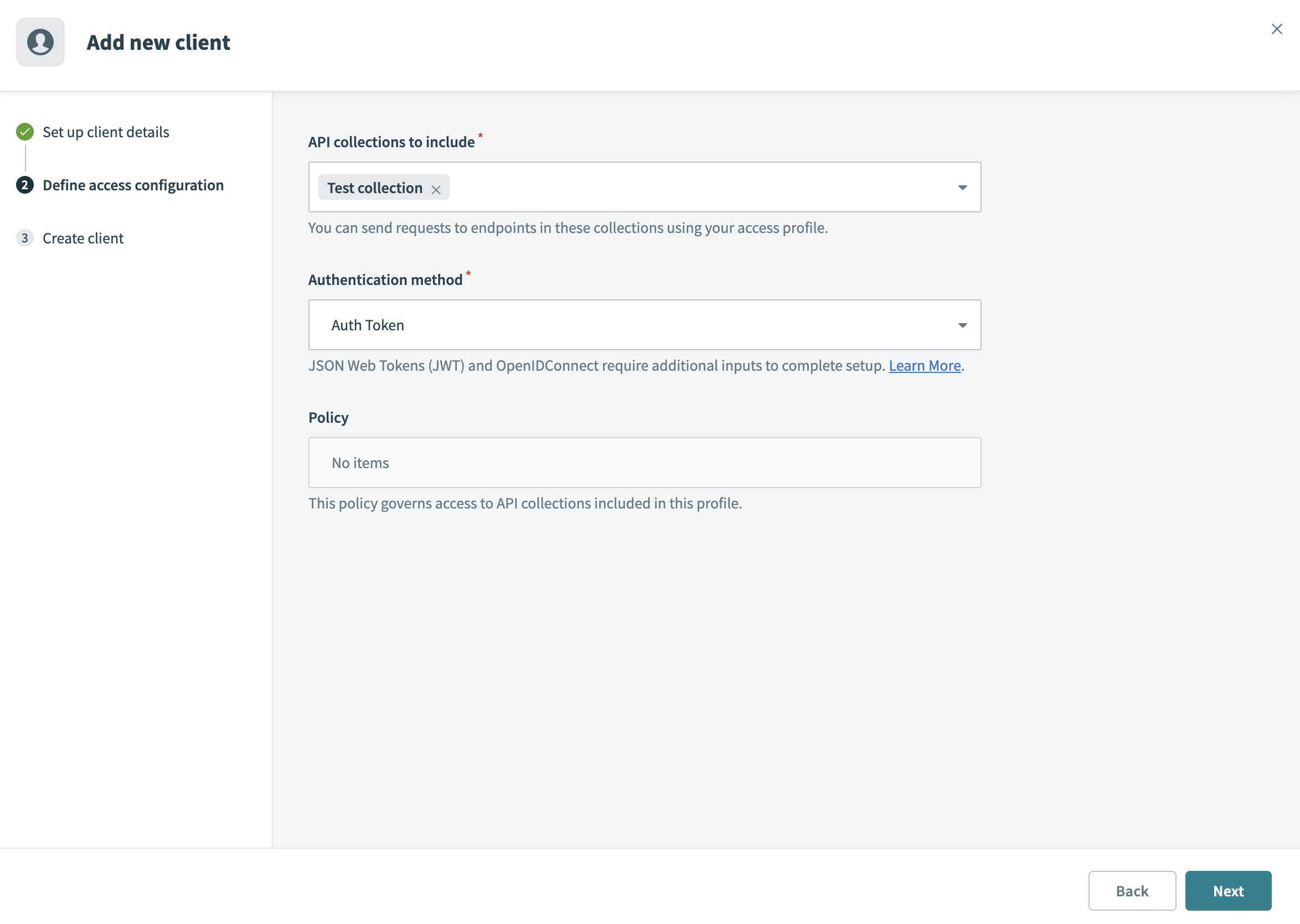 Define access configuration