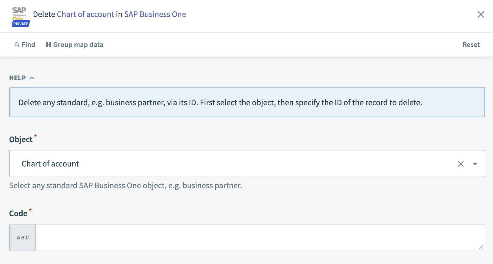 SAP Business One - Delete record action