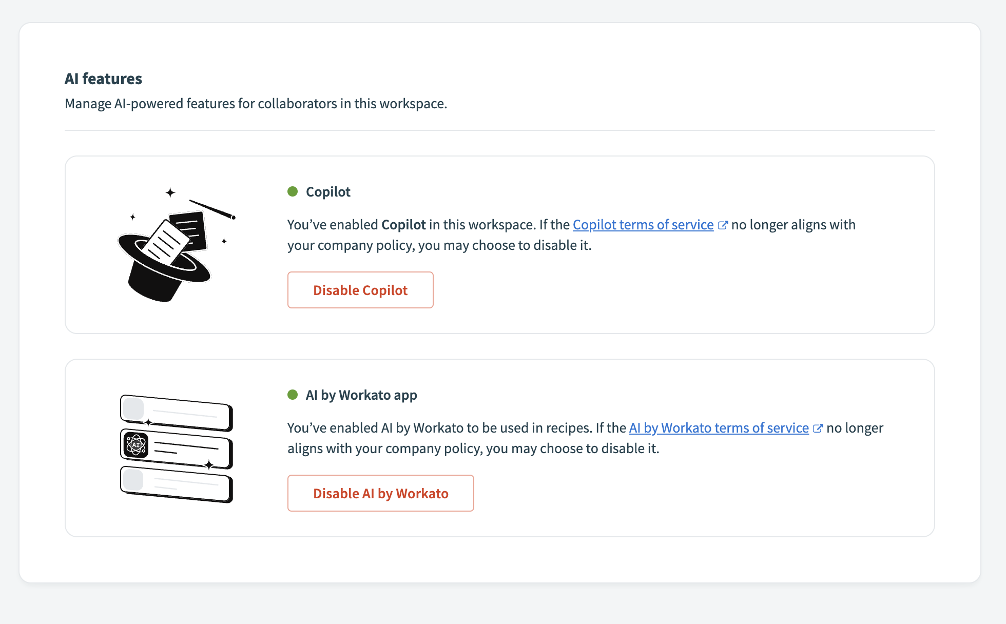 Disable Copilots in your workspace settings