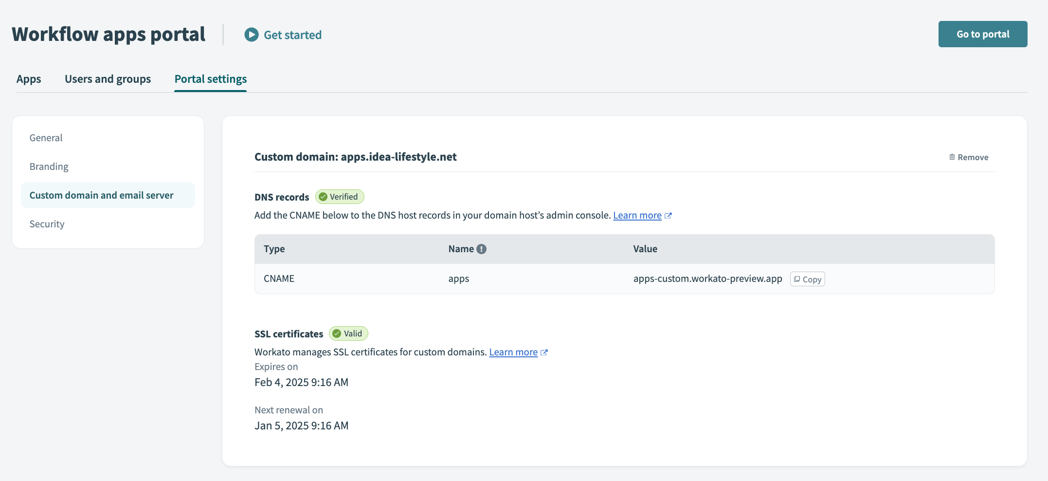 Domain verified