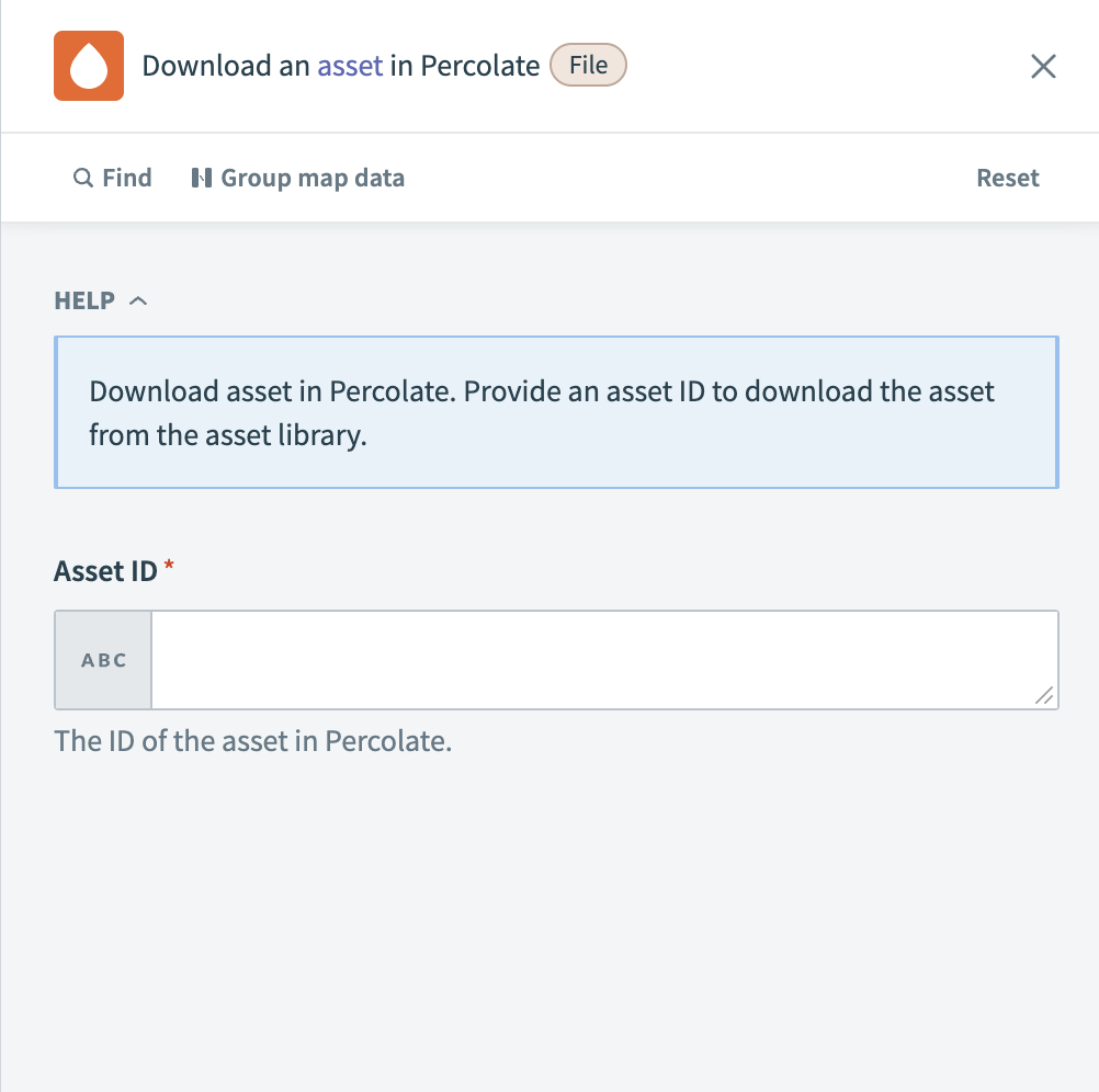 Download asset in Percolate action