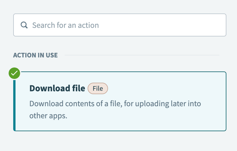 Select the Download file action