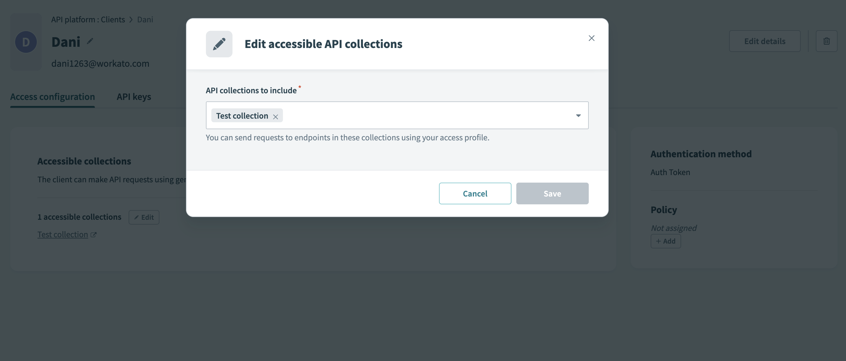 Edit accessible API collections