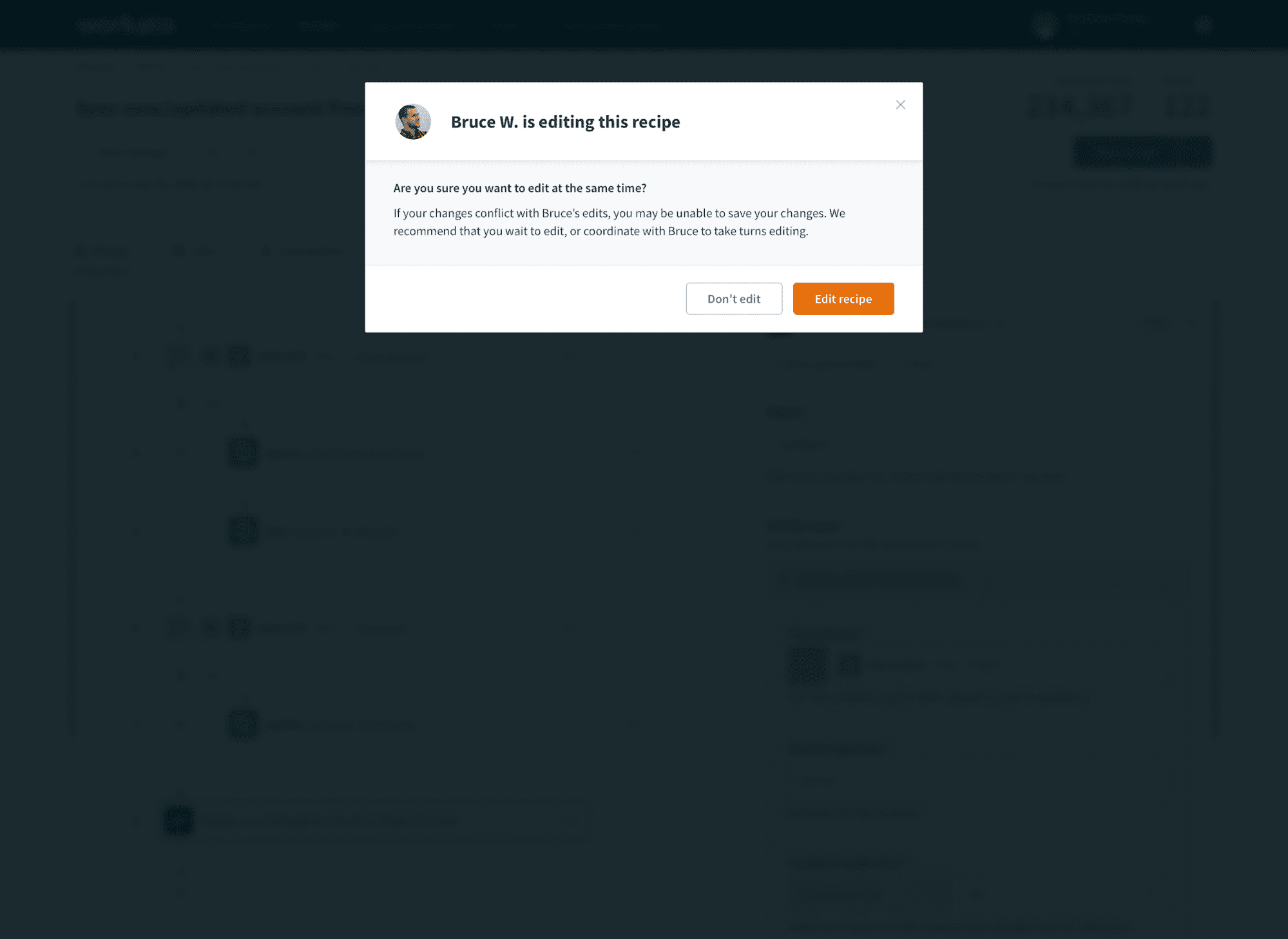Multiple users editing warning