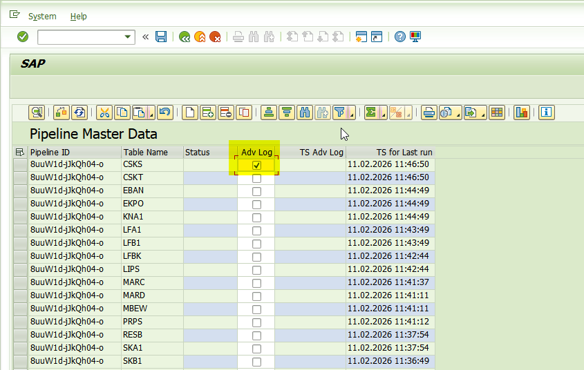 Enable advanced logging