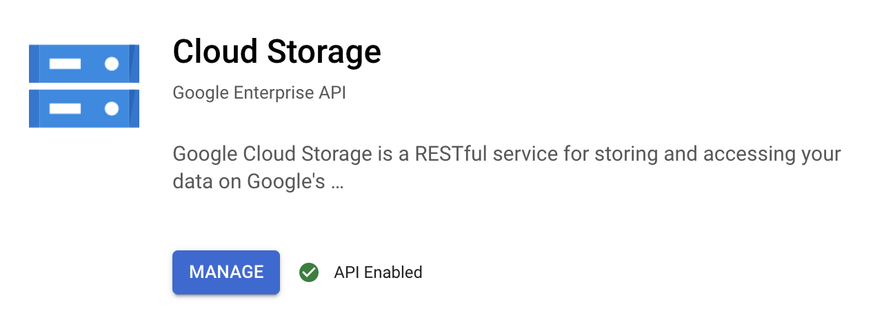 Enable Google Cloud Storage API in the Google Cloud Platform