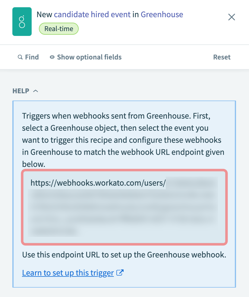 Copy the webhook endpoint URL