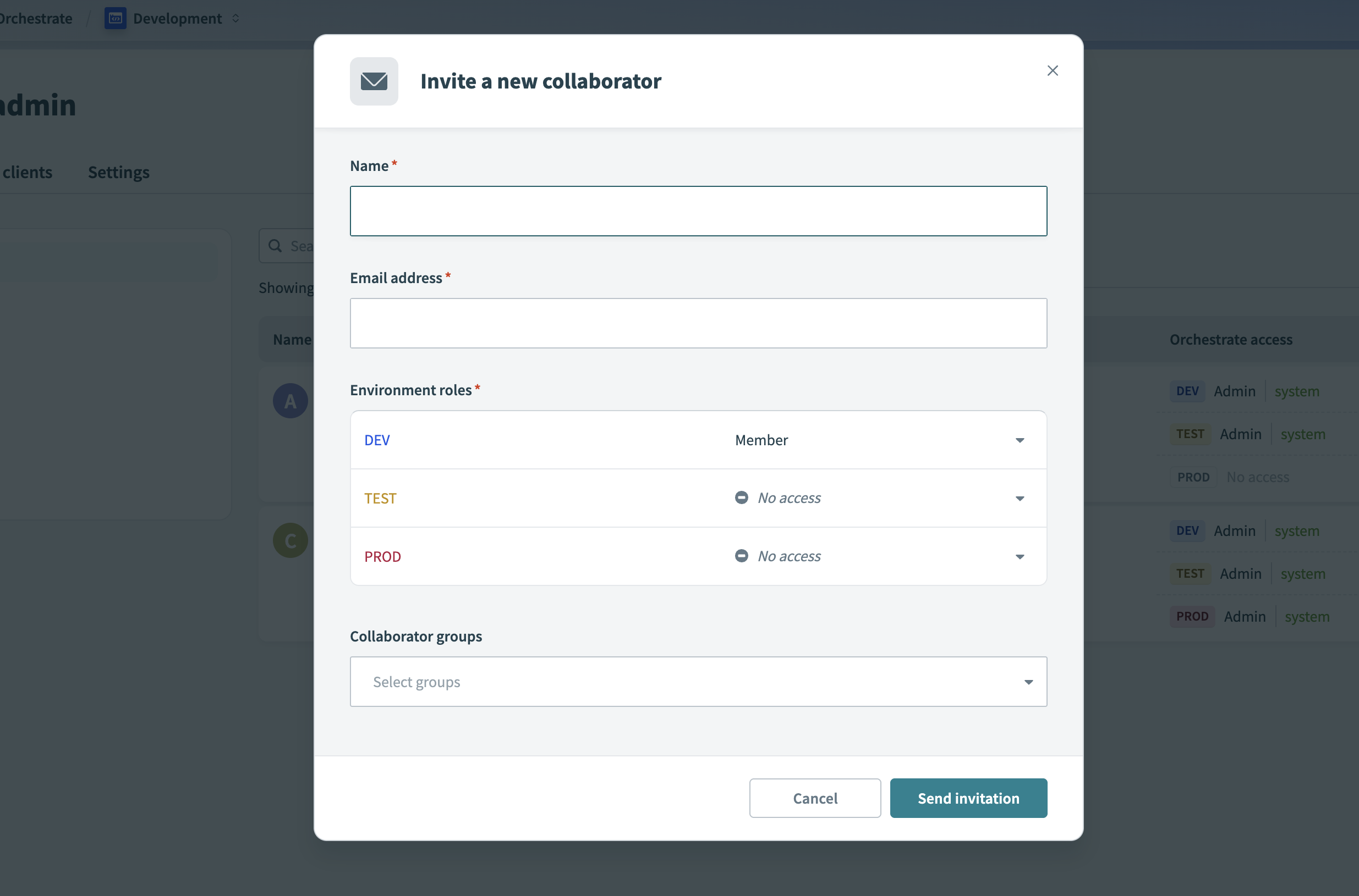 Invite collaborator
