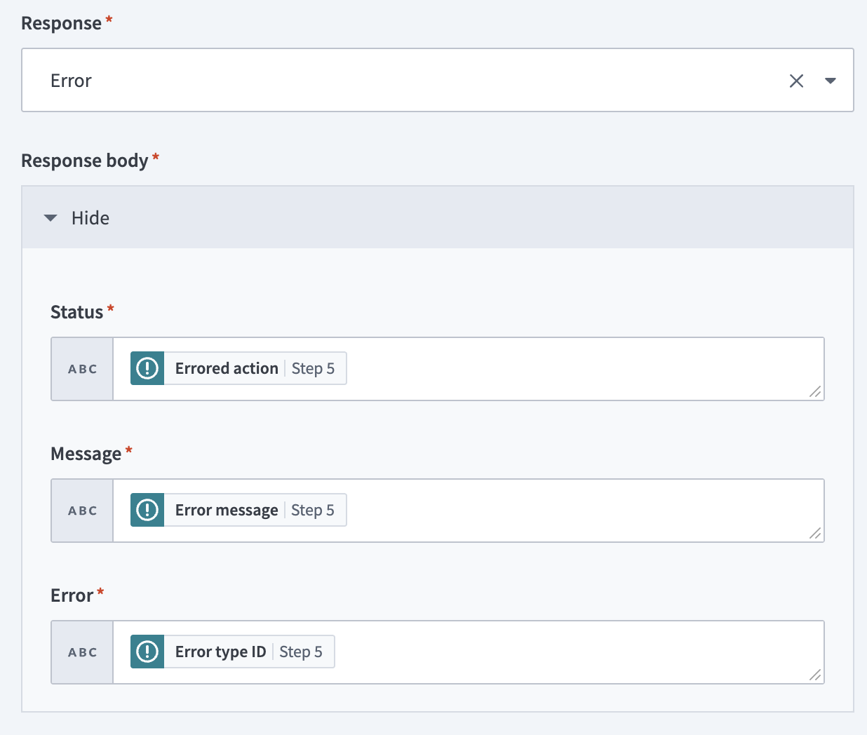 Configure your ERROR FOUND? block
