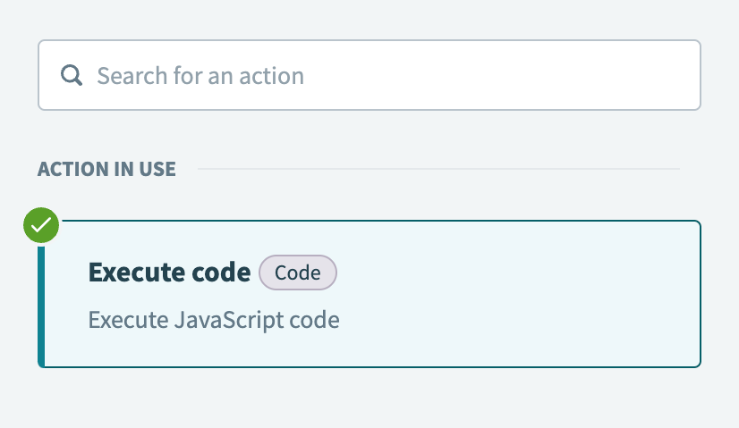 Select the Execute code action