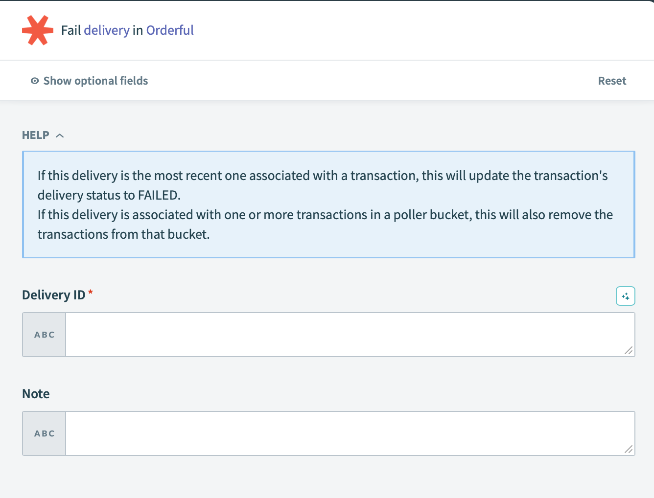 Orderful - Fail delivery action