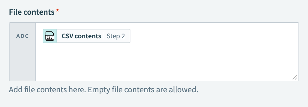 Configure the File contents field