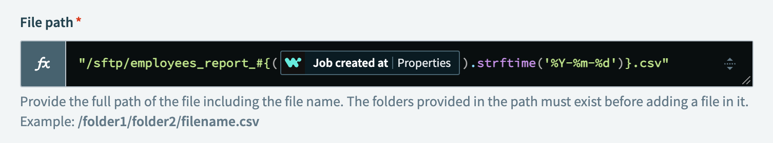 Example of File path configuration