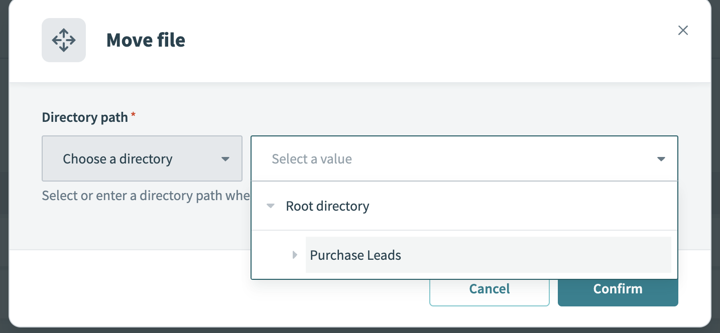 Expanding the dropdown list of subdirectories to find a directory