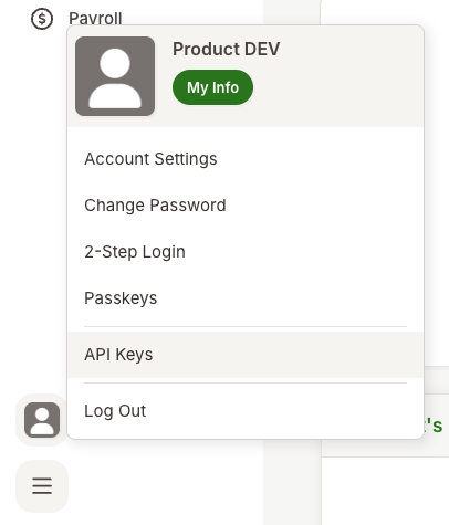Navigate to BambooHR API Keys