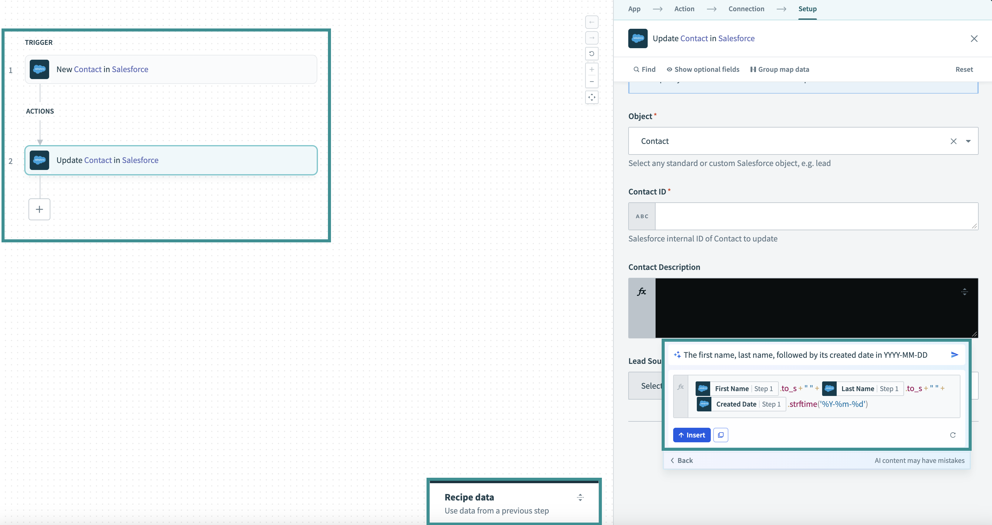 Example data usage for Formula Copilot