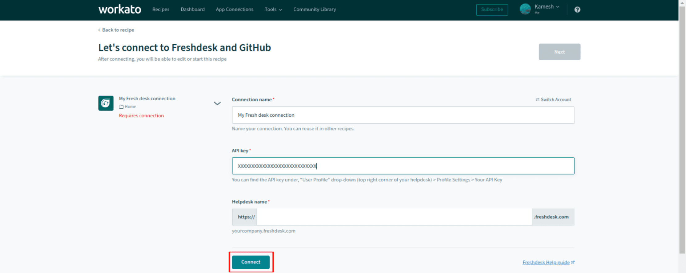 Freshdesk の接続