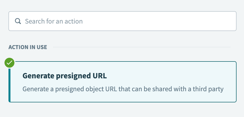 Select the Generate presigned URL action