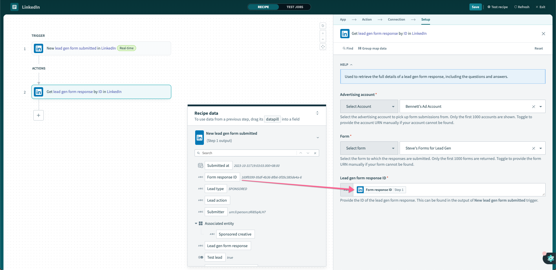 Get lead gen form response