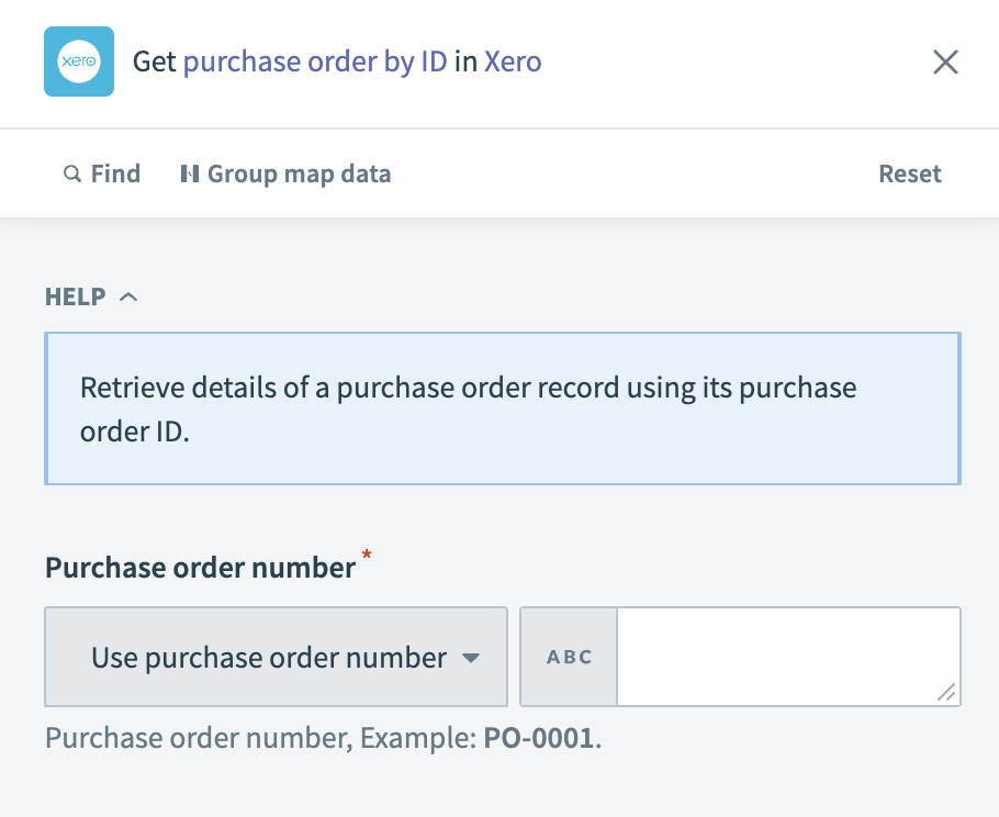 Get purchase order action