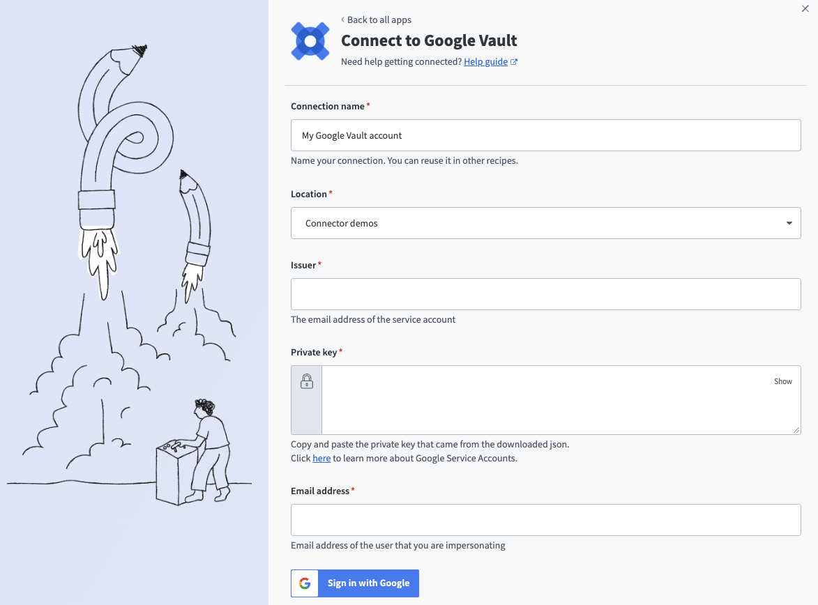 Google Vault connection
