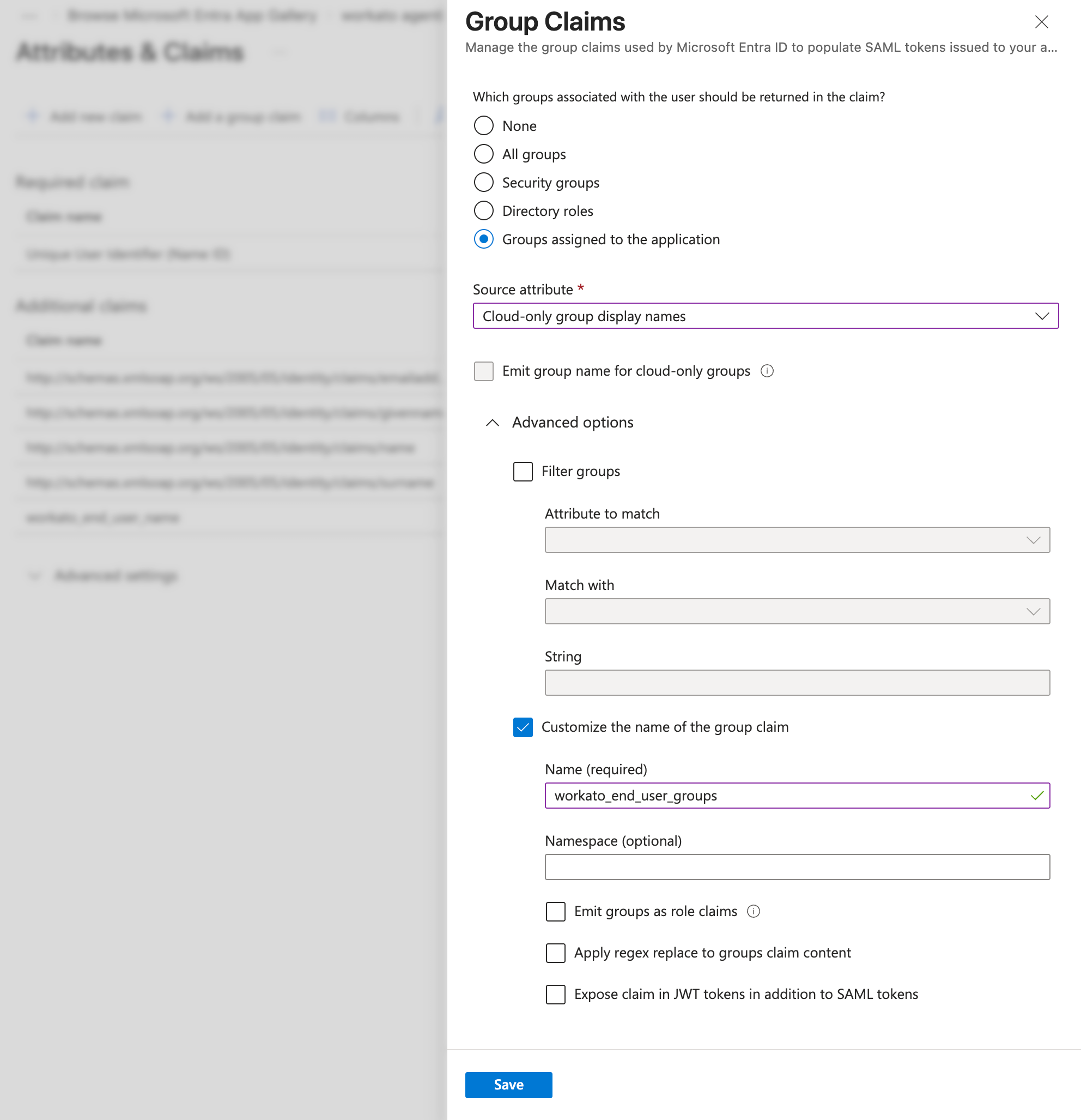Configure group claims settings in Microsoft Entra ID