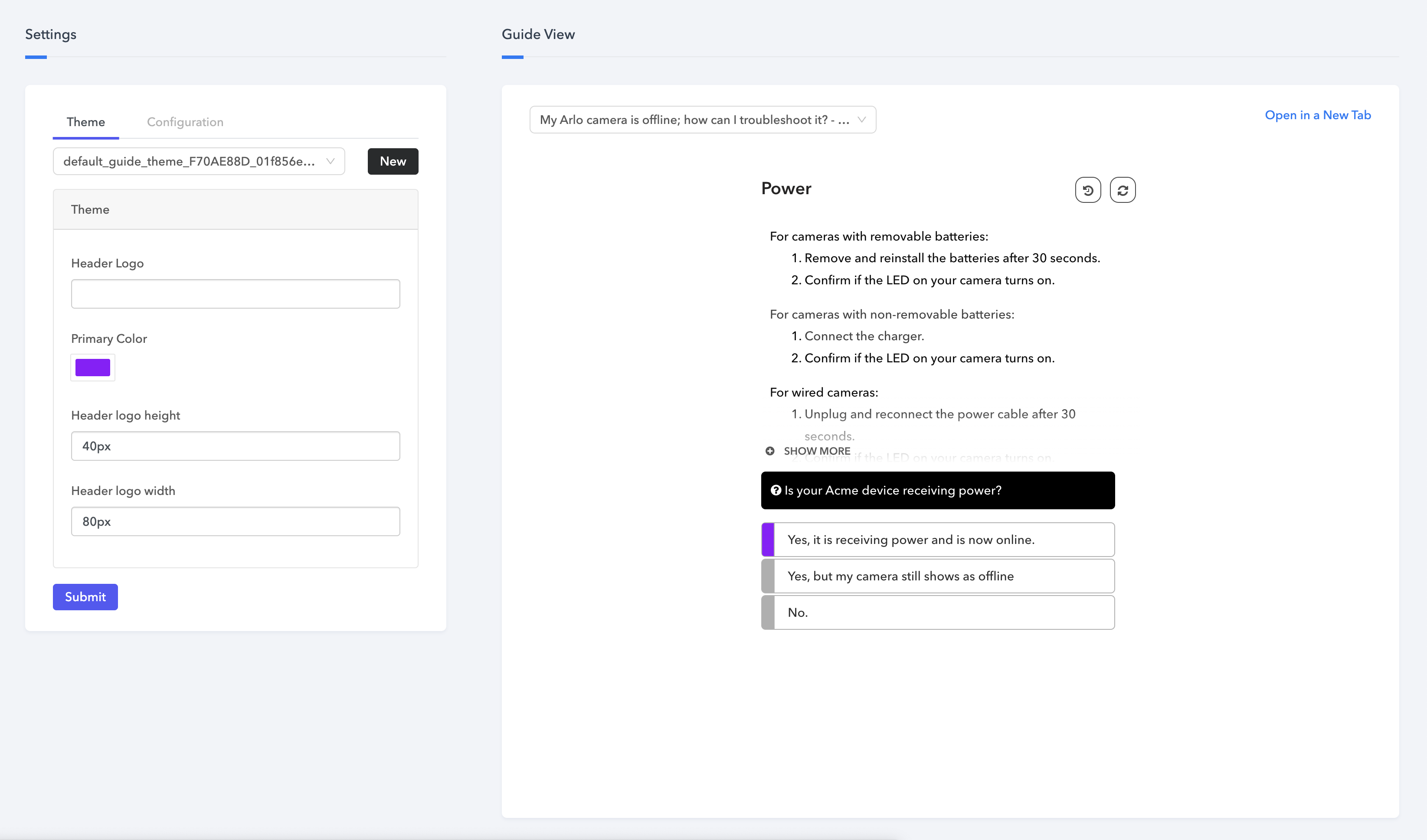 Customize guides