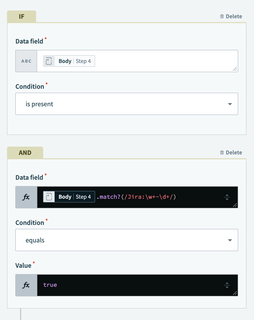 IF condition configuration