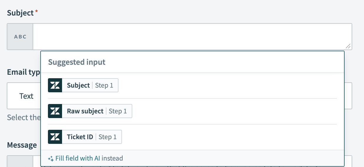 Select input data