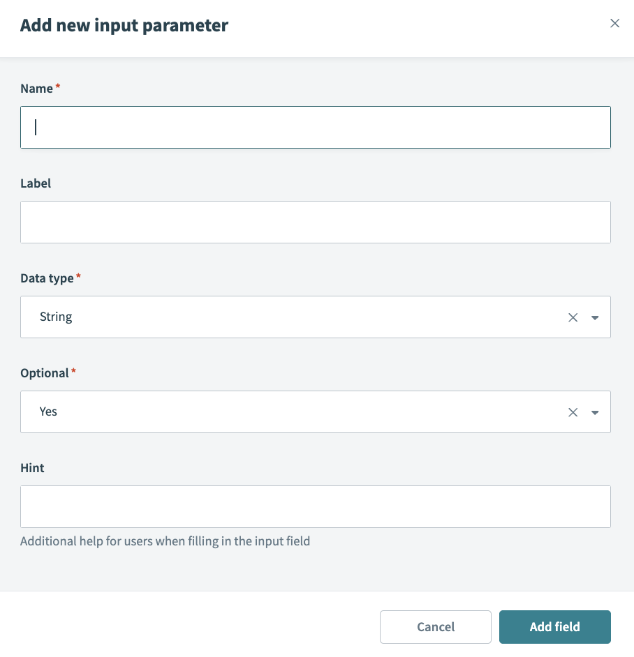 Configure input parameters