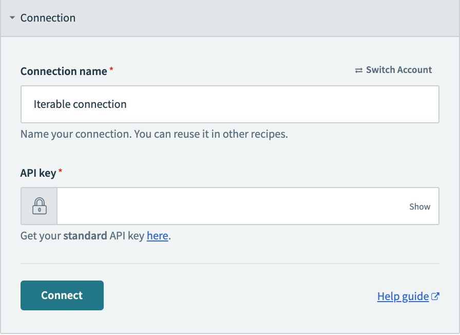 Configured Iterable connection fields