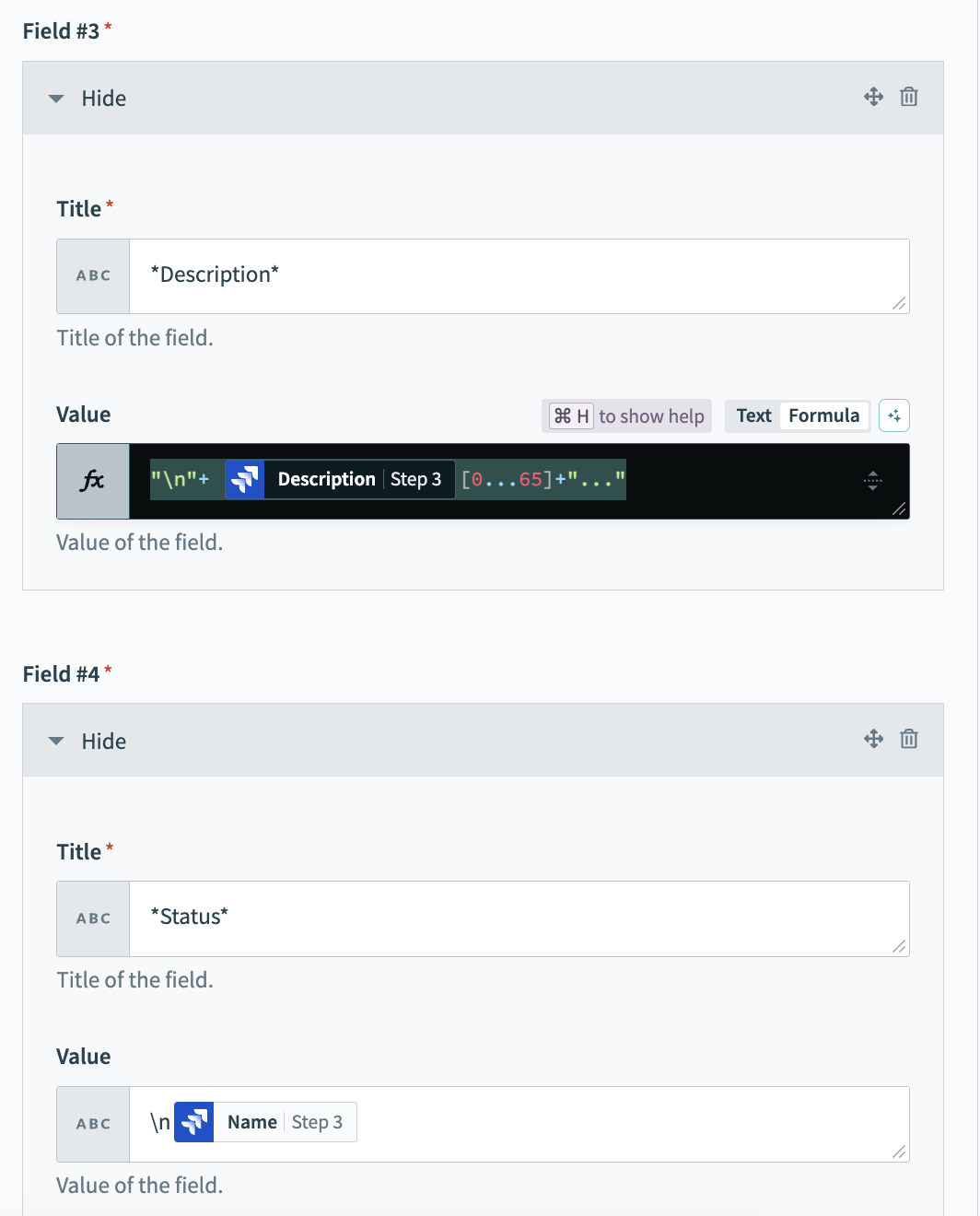 Description field