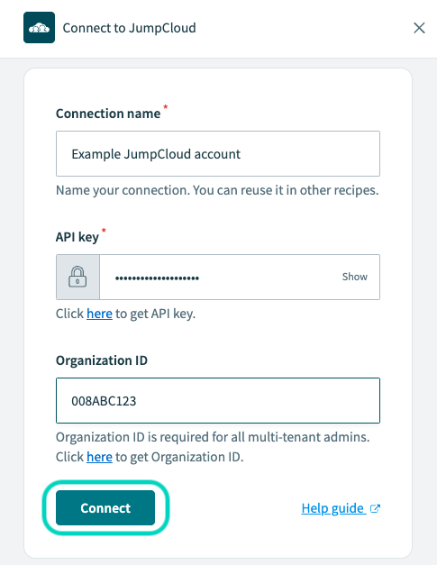 JumpCloud sign-in dialog