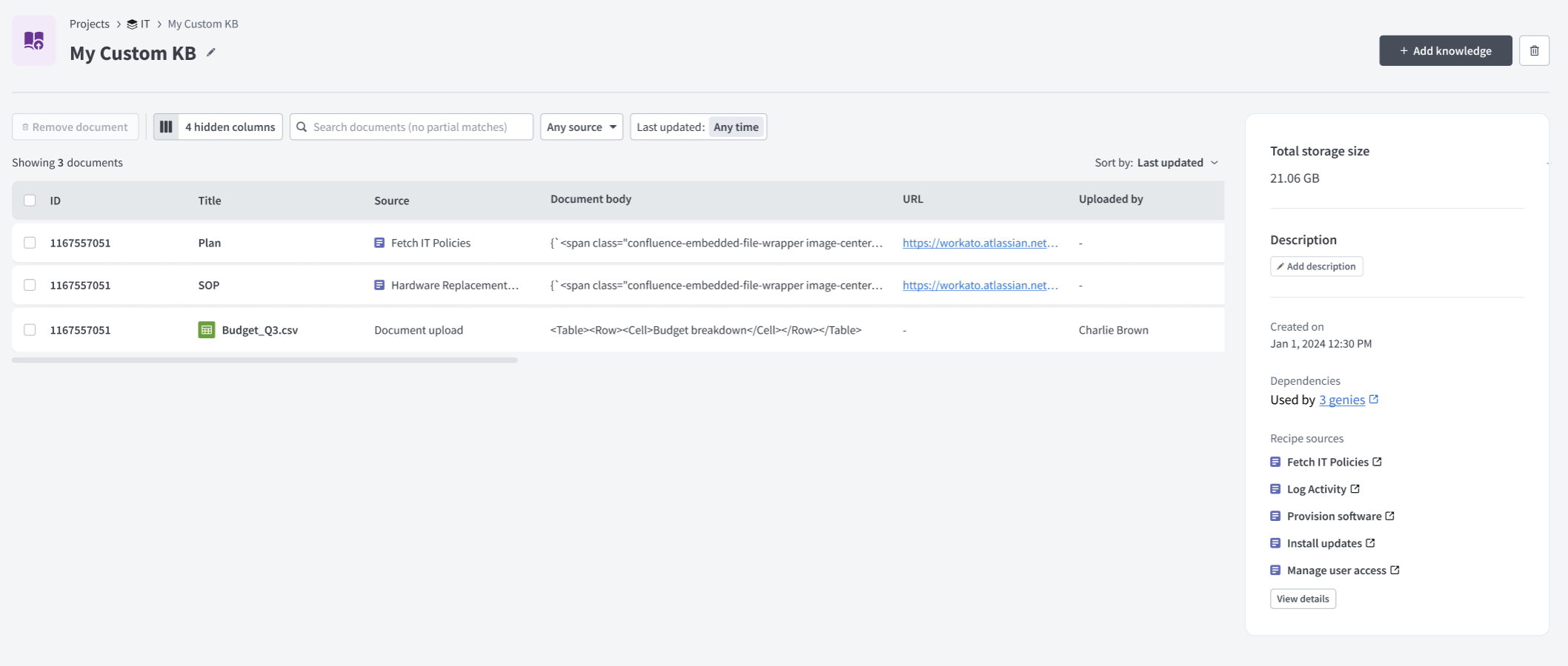 Knowledge base management