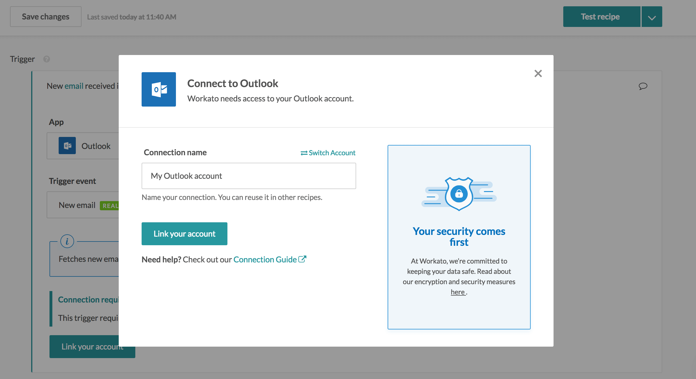 Link your Outlook account