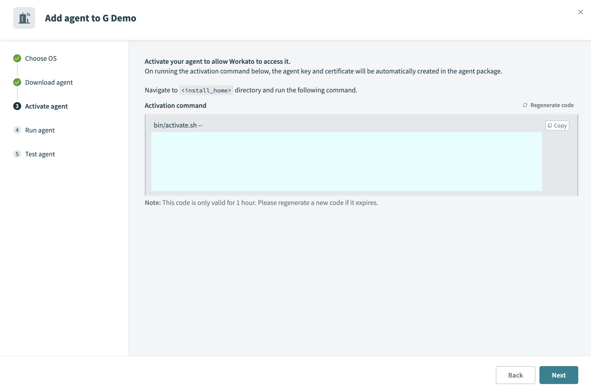 Copy and paste the Activation command