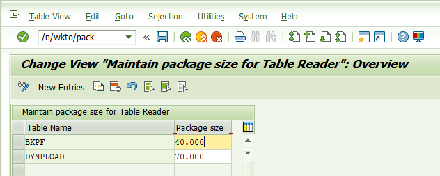 Maintain package size for Table Reader