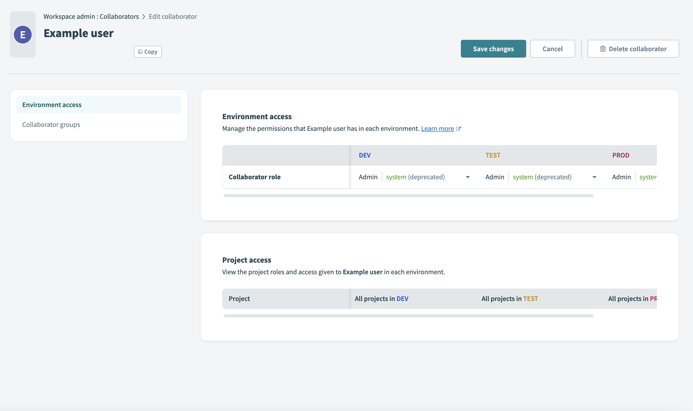 Manage collaborator details