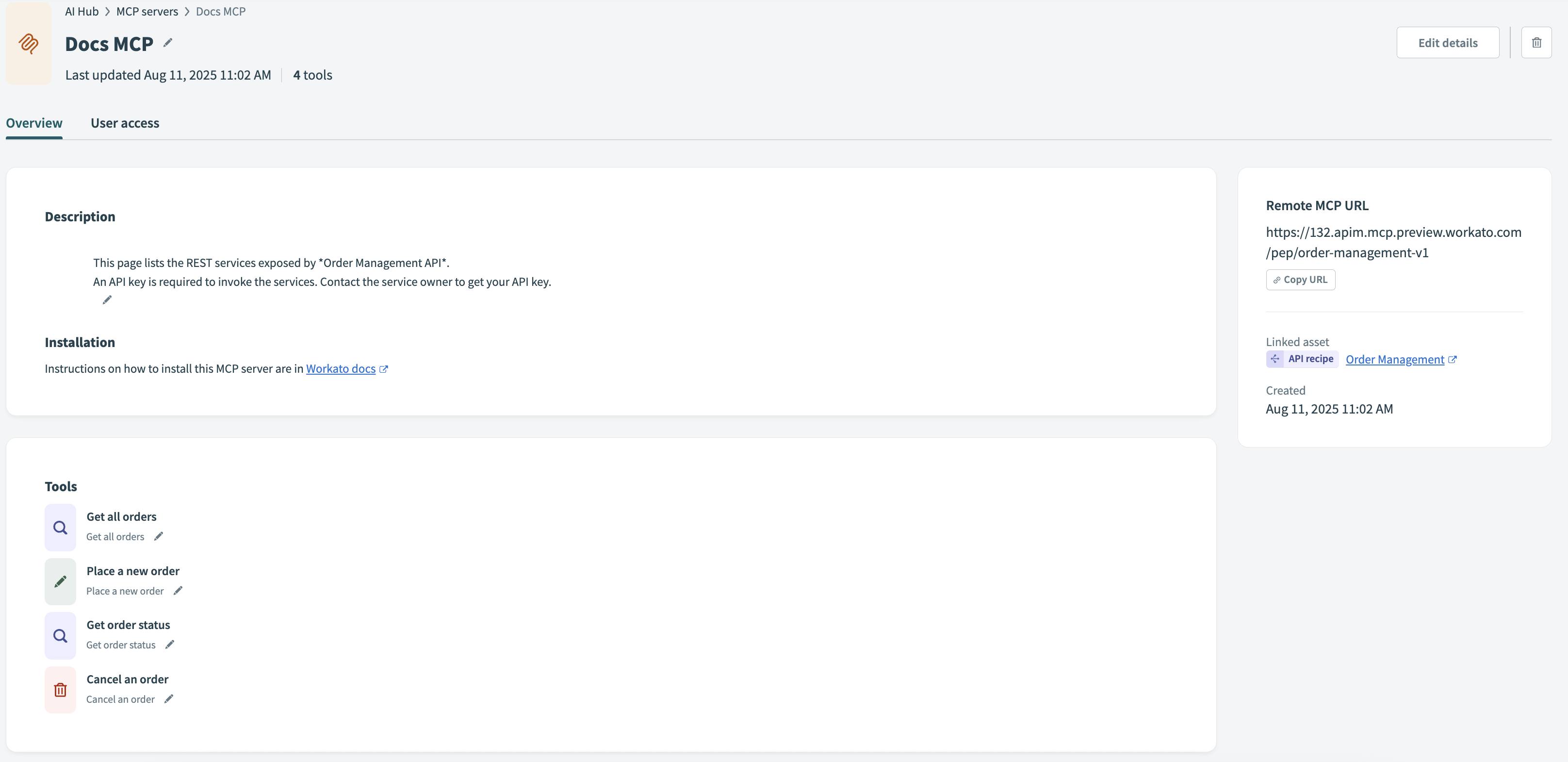 MCP server information