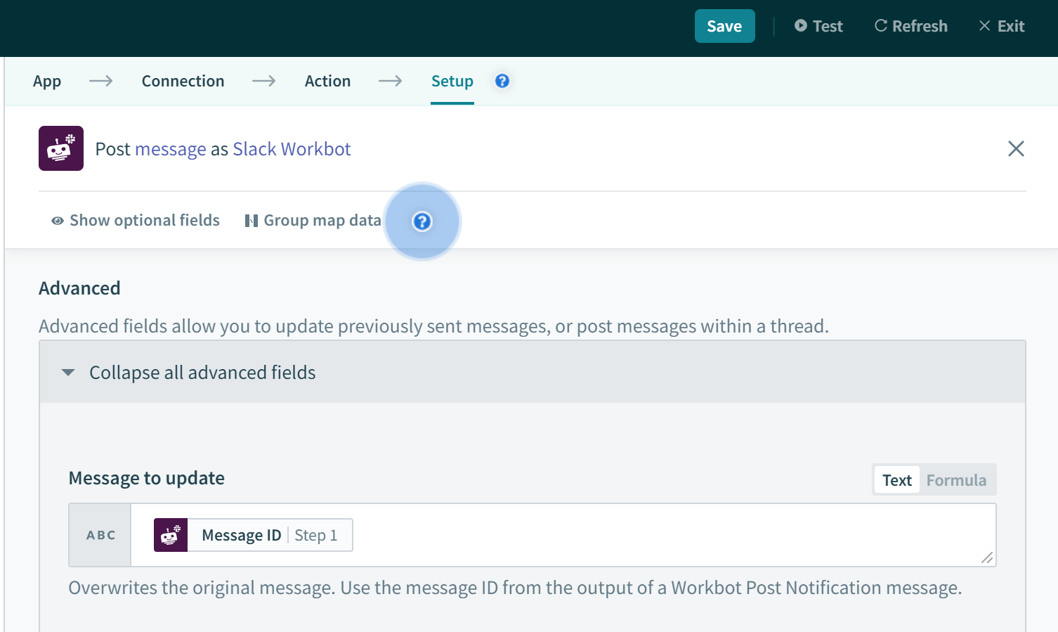 Message to update example