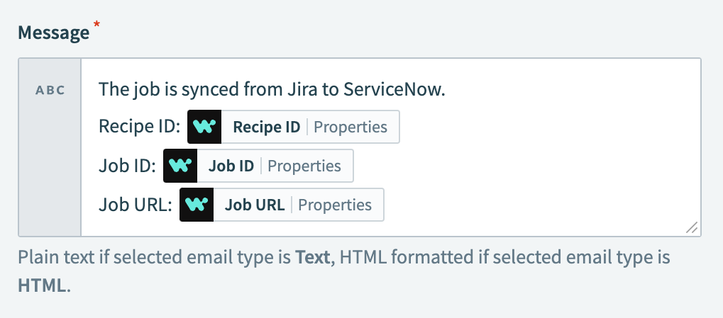 Map datapills to the Message field