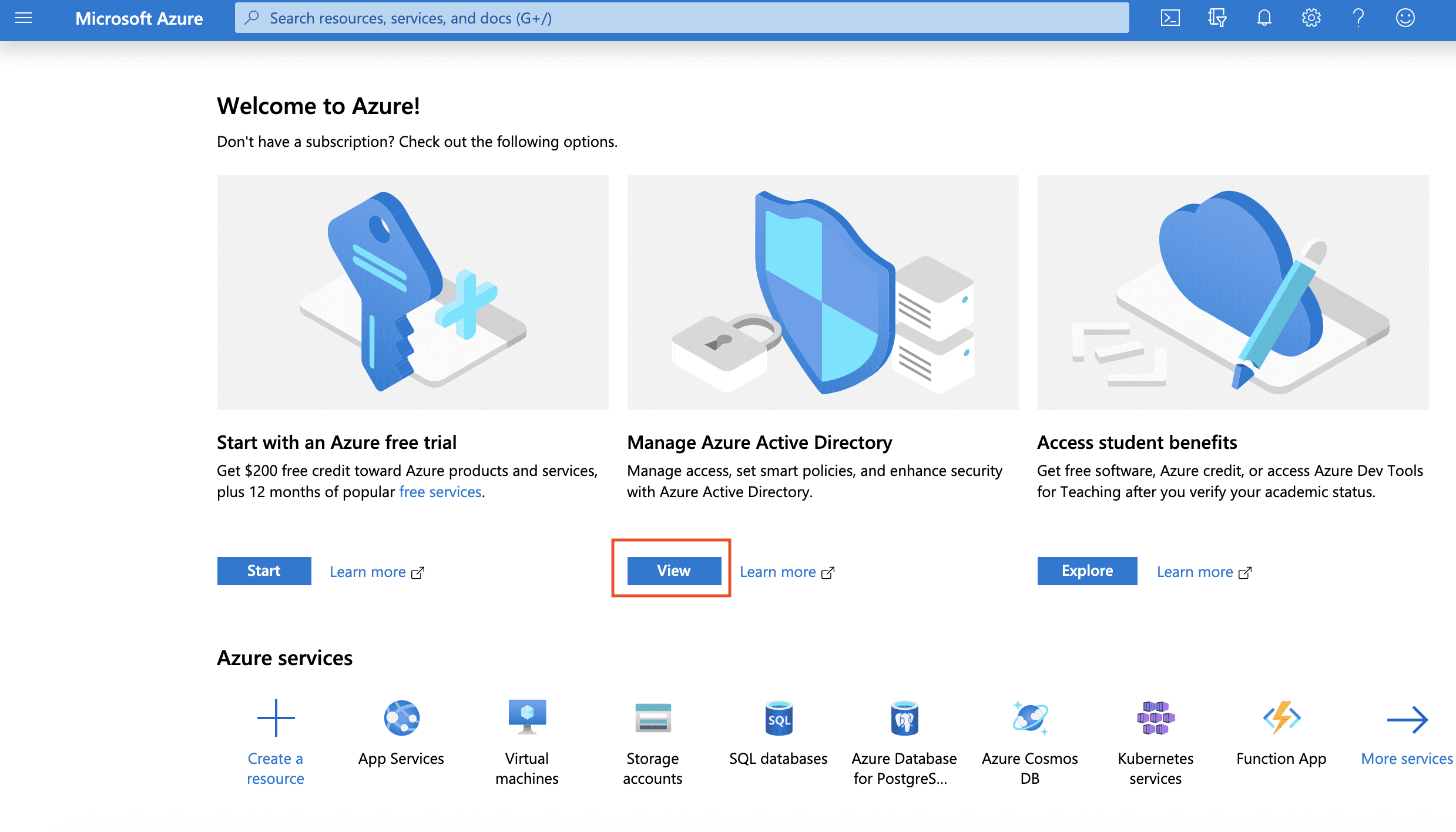 Azure Homepage