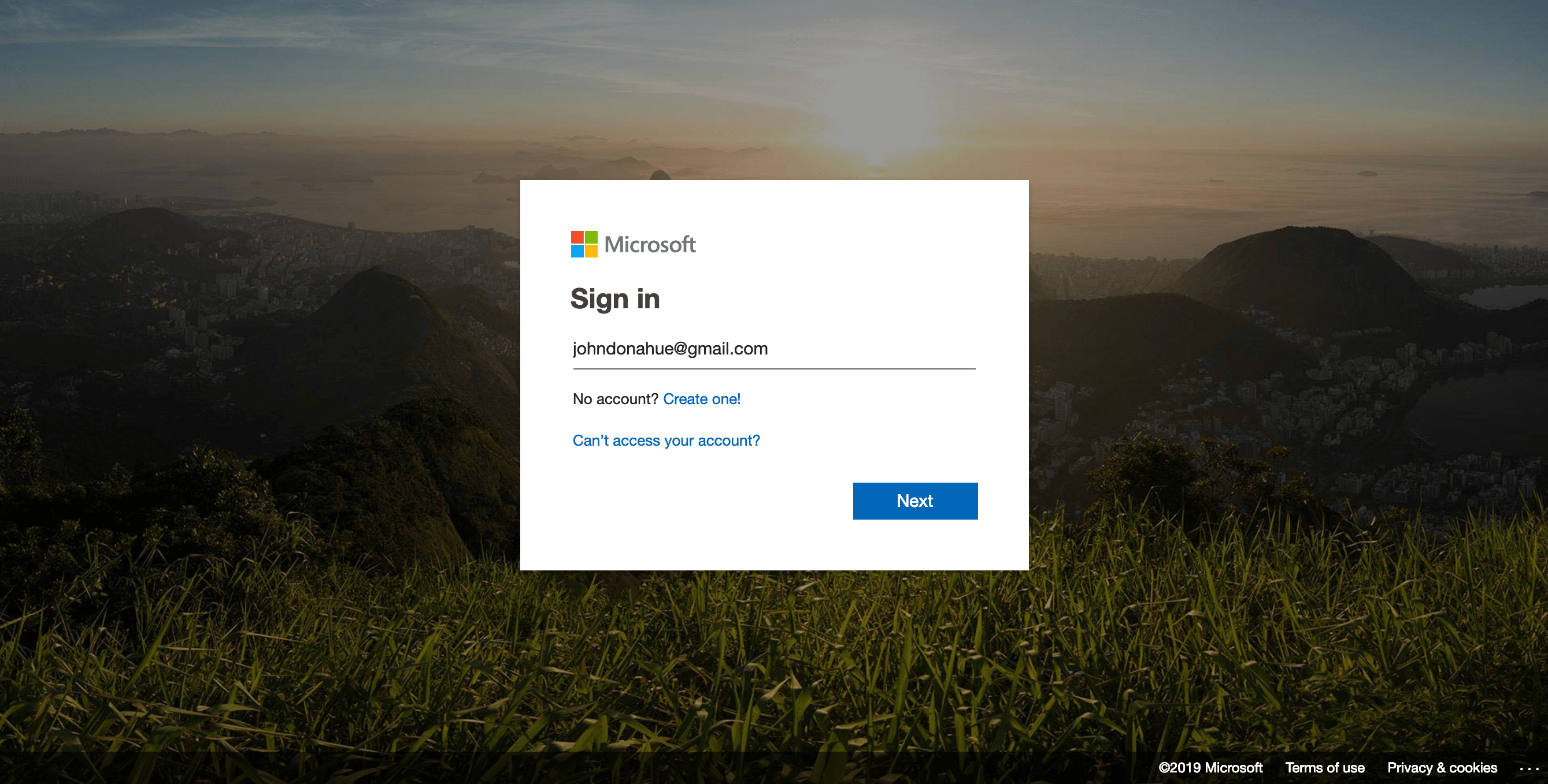 Log into Microsoft