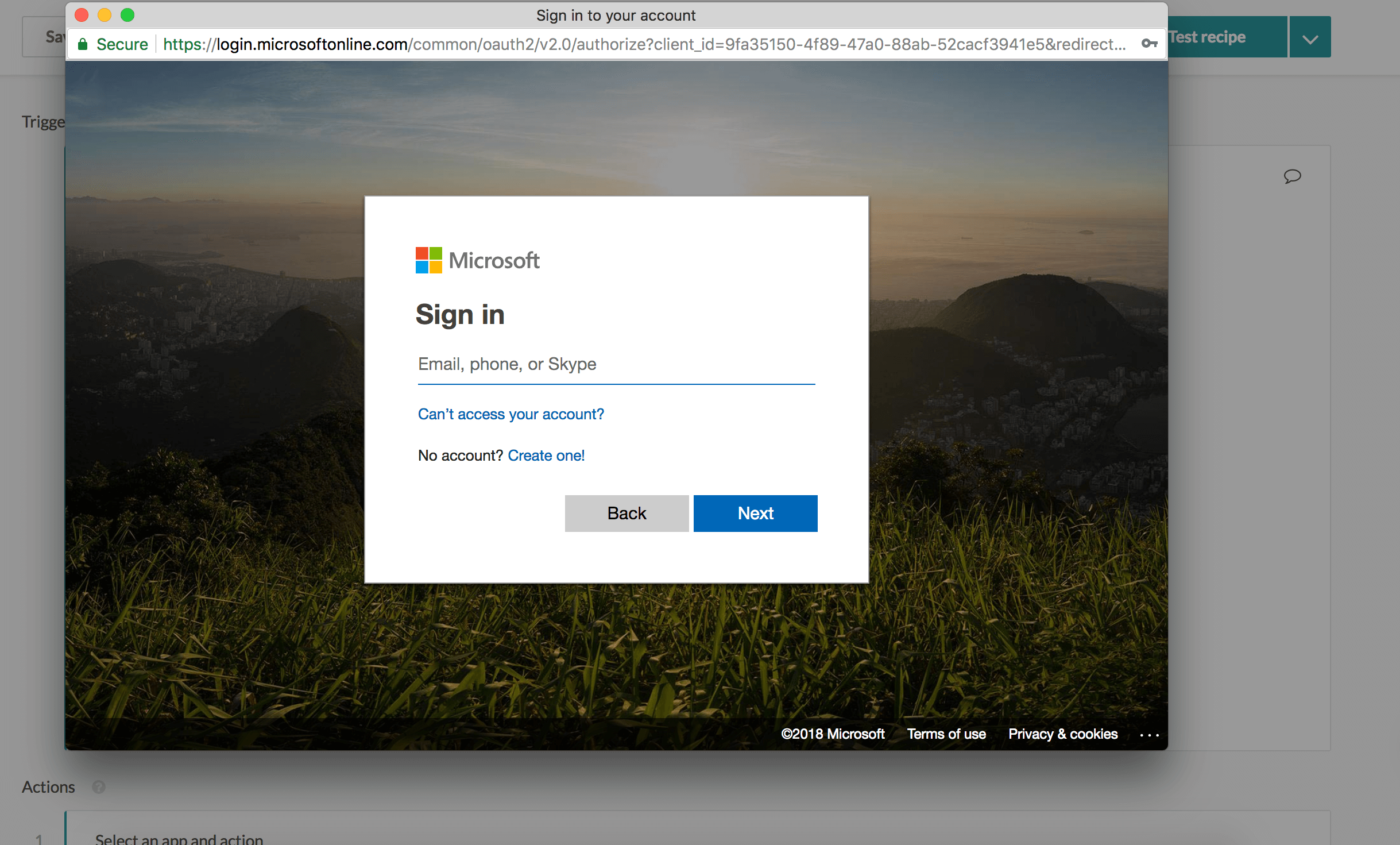 Outlook login page