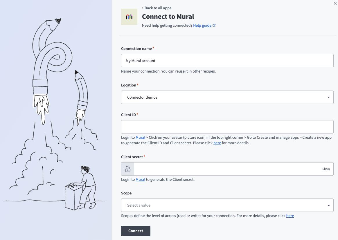 Mural connection setup
